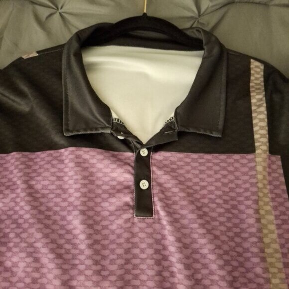 Purple and Black Geometric Patterned Men's Shirt - Picture 6 of 6